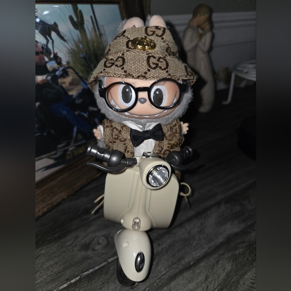Labubu Authentic Sesame With Vespa And Fashion Ensemble.